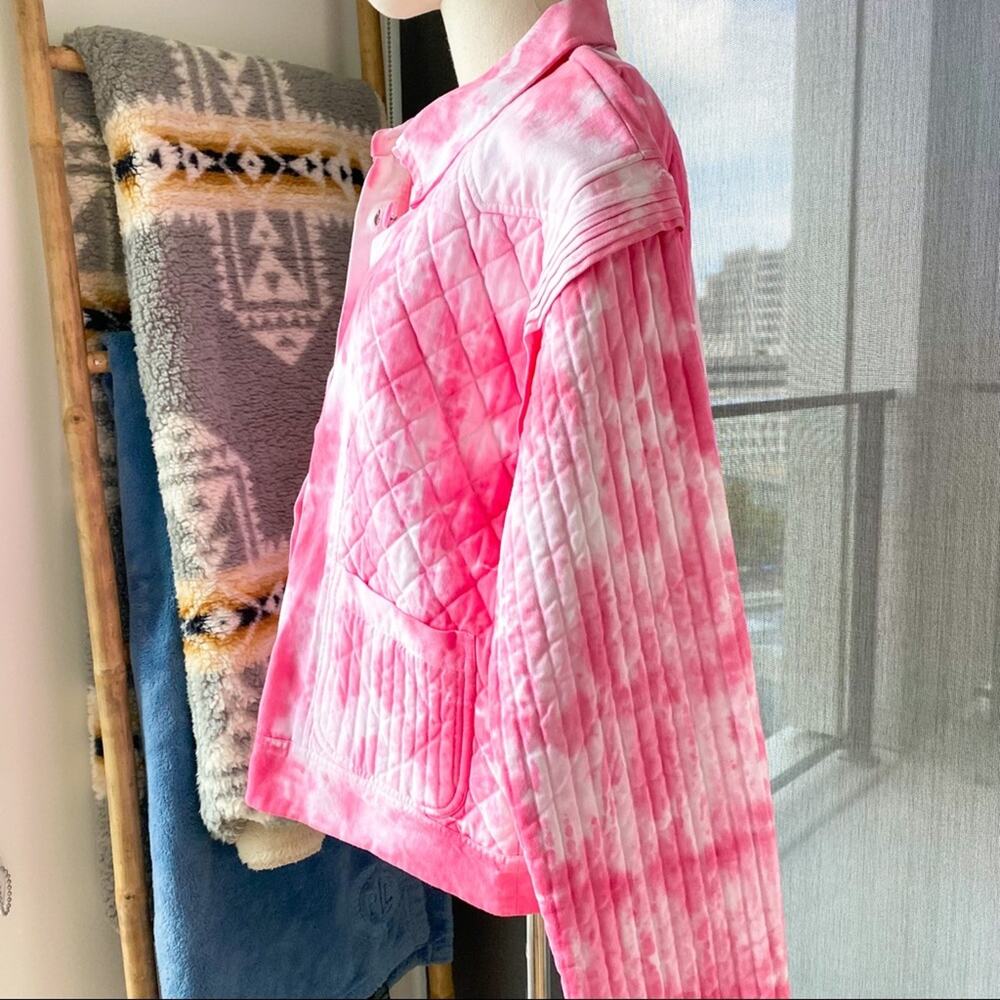 LoveShackFancy Adelade Hibiscus Hand Dye Pink Oversized Quilted Jacket Medium - Picture 6 of 15